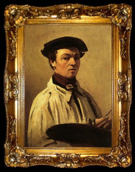 framed  Jean Baptiste Camille  Corot Self-Portrait, ta009-2